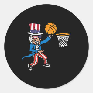 4. Juli Basketball Uncle Sam America Men Boys Runder Aufkleber