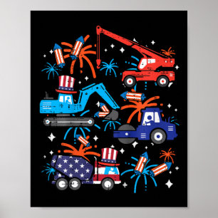 4. Juli Bauwagen Fahrzeug Patriot Boy K Poster