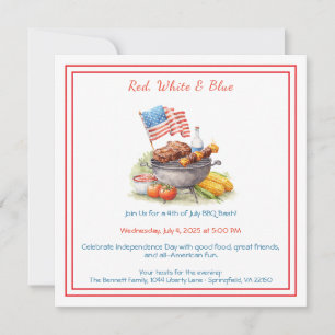 4. Juli BBQ-Einladung – Patriotischer Hinterhof Feiertagskarte