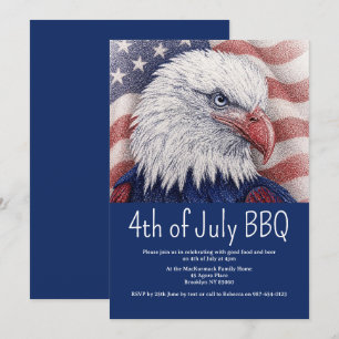 4. Juli BBQ Patriotische Rot-Weiß-Blau-Flagge USA Einladung