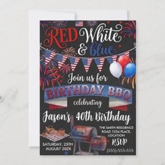 4. Juli BBQ Patriotischer Geburtstag  Einladung