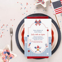 4. Juli BBQ Rot Weiß Blau Streifen Patriotisch