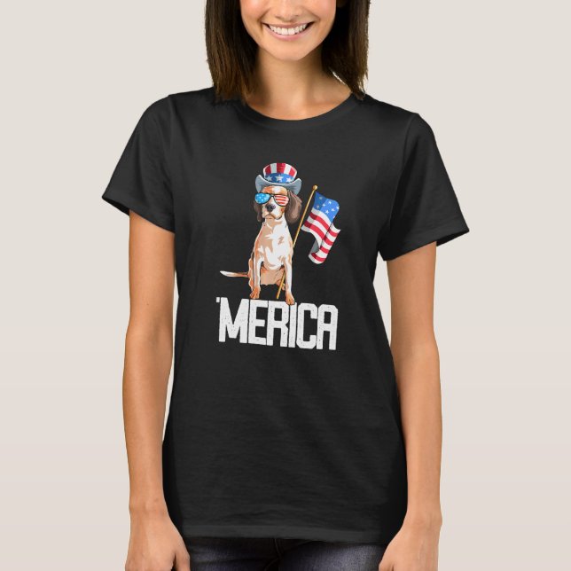 4. Juli Beagle Merica Männer Frauen T-Shirt (Vorderseite)