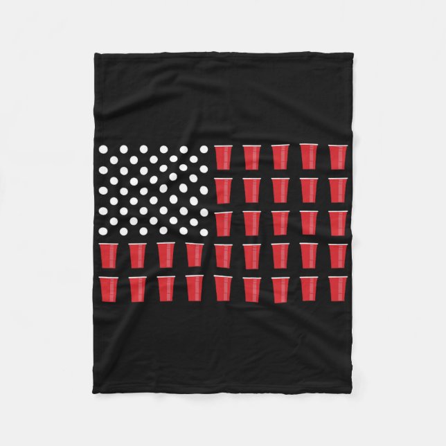 4. Juli Beer Pong American Flag Uni Party Fleecedecke (Vorderseite)