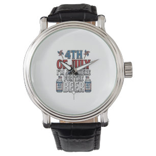 4. Juli Bier Vintage Patriotisches T-Shirt Design_ Armbanduhr