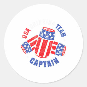 4. Juli Bierdose Flagge USA Trinkteam Tees Runder Aufkleber