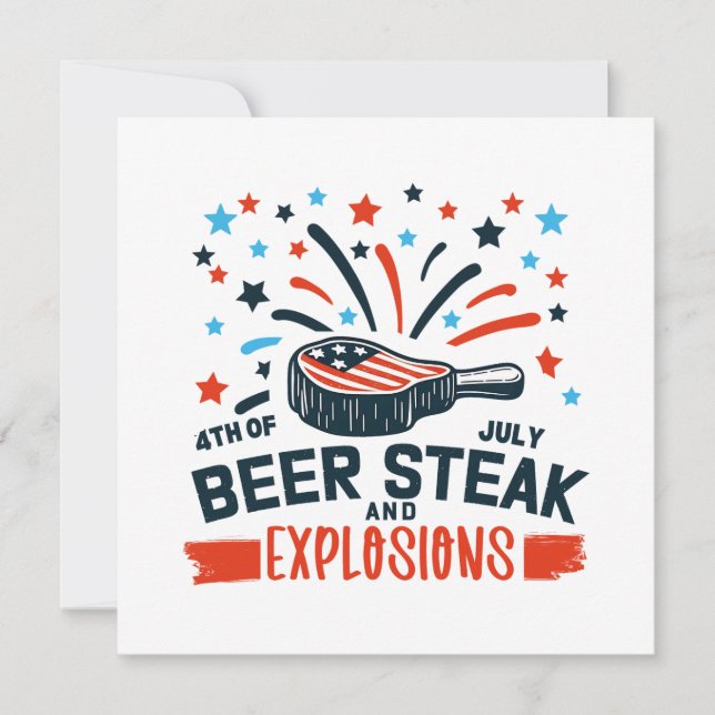 4. Juli Biersteak und Explosionen Karte (Vorderseite)