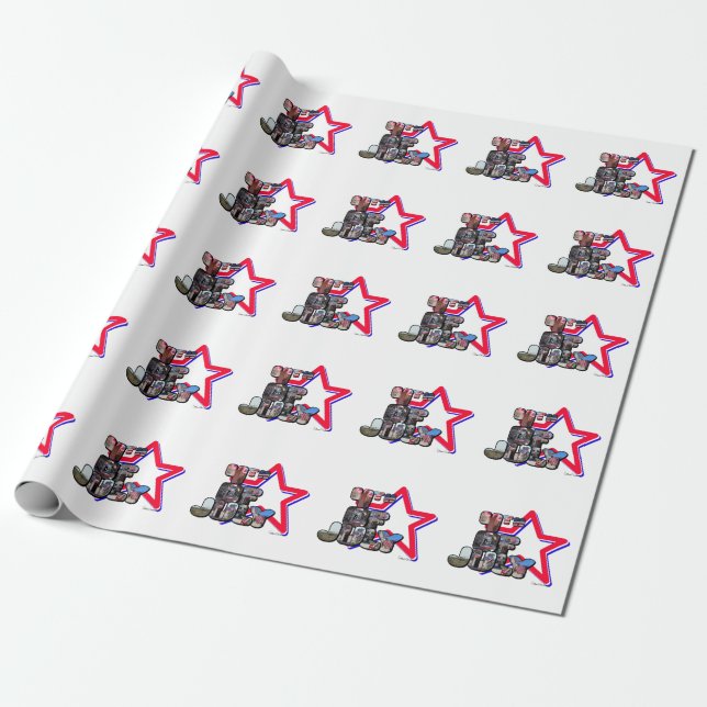 4. Juli Big Letter Star Geschenkpapier (Ungerollt)