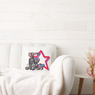 4. Juli Big Letter Star Kissen