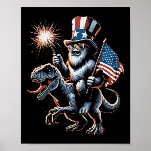 4. Juli Bigfoot Dino Trex Amerikanische Jungen Kin Poster