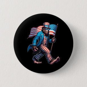 4. Juli Bigfoot Sasquatch Patriotisch Amerikanisch Button