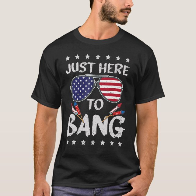 4. Juli bin ich nur hier, um die USA Flag Sunglas  T-Shirt (Vorderseite)