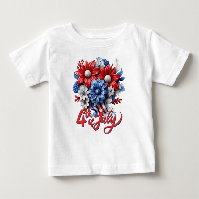 4. Juli Blume in Red White & Blue Patriotic Baby T-shirt (Vorderseite)