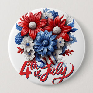 4. Juli Blume in Red White & Blue Patriotic Button