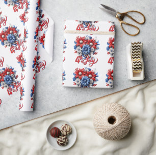 4. Juli Blume in Red White & Blue Patriotic Geschenkpapier