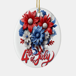 4. Juli Blume in Red White & Blue Patriotic Keramik Ornament