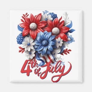 4. Juli Blume in Red White & Blue Patriotic Magnet