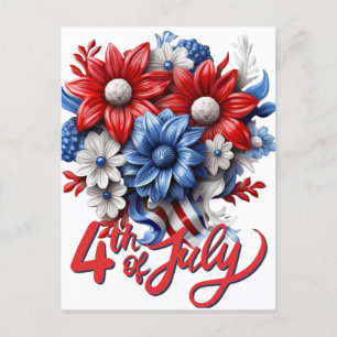 4. Juli Blume in Red White & Blue Patriotic Postkarte
