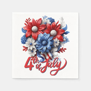 4. Juli Blume in Red White & Blue Patriotic Serviette