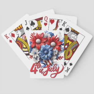 4. Juli Blume in Red White & Blue Patriotic Spielkarten