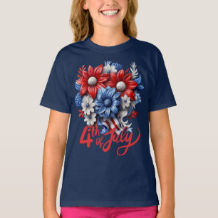 4. Juli Blume in Red White & Blue Patriotic T-Shirt