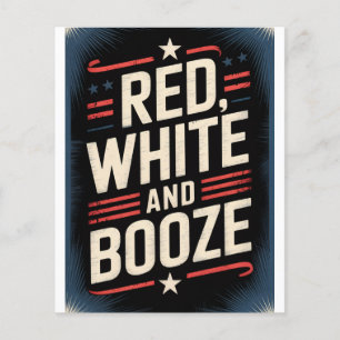 4. Juli Booze Party Rot weiß und Stiefel Flyer