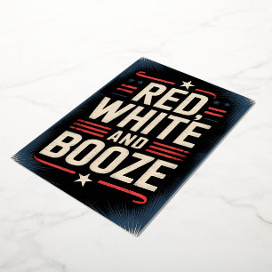 4. Juli Booze Party Rot weiß und Stiefel Folieneinladung