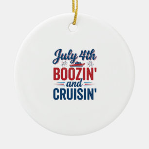 4. Juli Boozin And Cruisin Vintage Boot-Shirt_1 Keramik Ornament