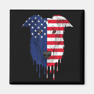 4. Juli Borzoi Hund Amerikanische Flagge Patriotis Magnet