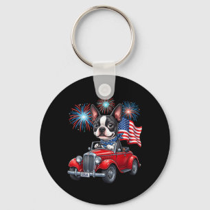 4. Juli Boston Terrier Hund Lustig Patriotisch USA Schlüsselanhänger