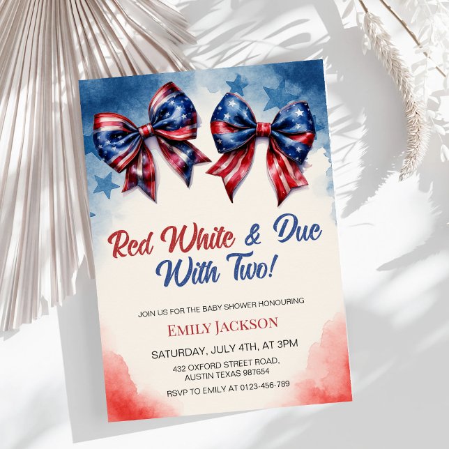 4. Juli Bow Patriotic Twin Baby Shower Einladung (Von Creator hochgeladen)