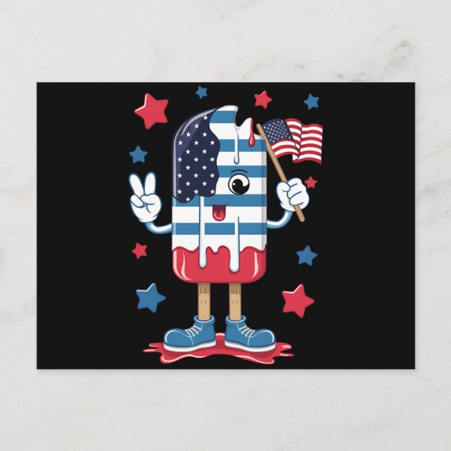 4. Juli Boys Kids Popsicle USA Flag Postkarte (Vorderseite)