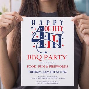 4. Juli BQ & Fireworks Party Einladung