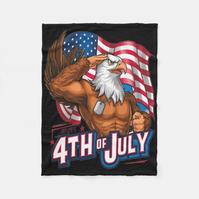 4. Juli Byld Eagle American Flag Ind Fleecedecke (Vorderseite)