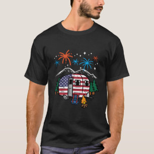 4. Juli Camper Van Us Flag Patriotic Camg T-Shirt