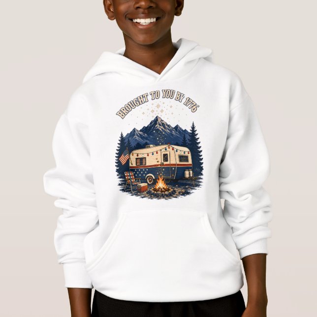 4. Juli Campinganhänger Berge Hoodie (Vorderseite)
