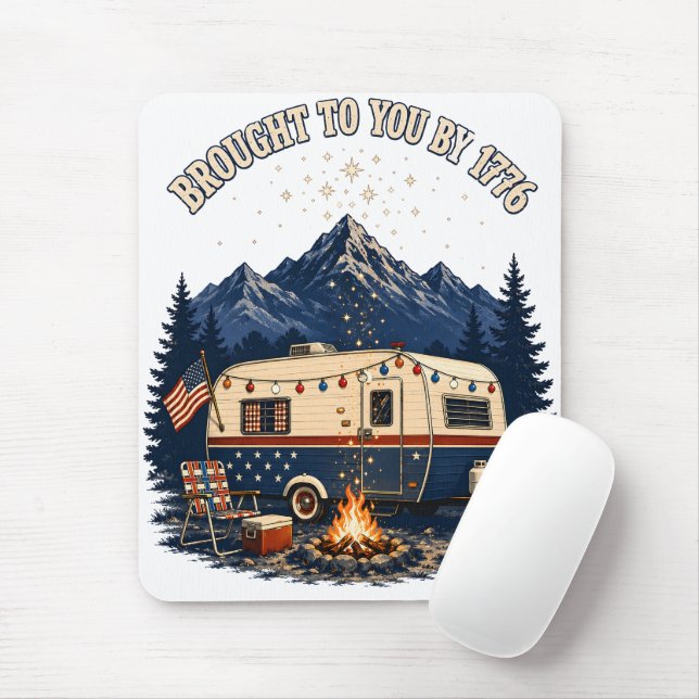 4. Juli Campinganhänger Berge Mousepad (Mit Mouse)