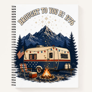 4. Juli Campinganhänger Berge Notizbuch