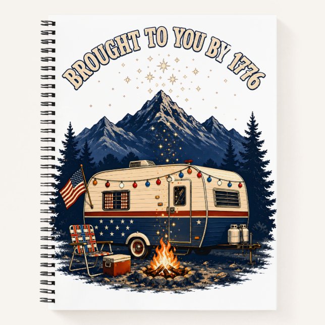 4. Juli Campinganhänger Berge Notizbuch (Vorderseite)