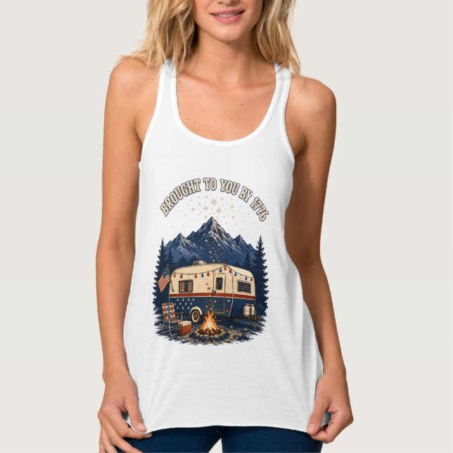 4. Juli Campinganhänger Berge Tank Top (Vorderseite)