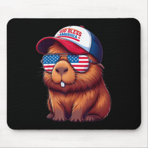 4. Juli Capybara – God Bless America Hut Und P Mousepad
