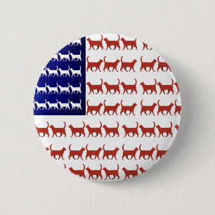 4. Juli Cat Flag Red White Blue USA Patriot Button