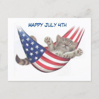 4. Juli Cat Holiday Postkarte