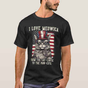 4. Juli Cat Lover I Liebe Meowica Funny Patriotic T-Shirt