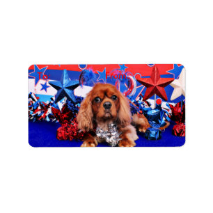 4. Juli - Cavalier King Charles Spaniel - Cooper Adressaufkleber
