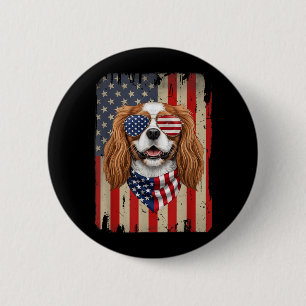 4. Juli Cavalier King Charles Spaniel Hund Button