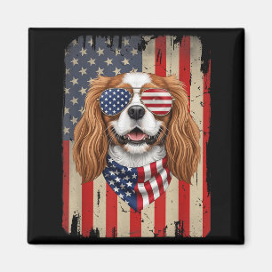 4. Juli Cavalier King Charles Spaniel Hund Magnet