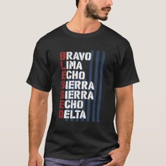 4. Juli Christlich gesegnetes militärisches Patrio T-Shirt
