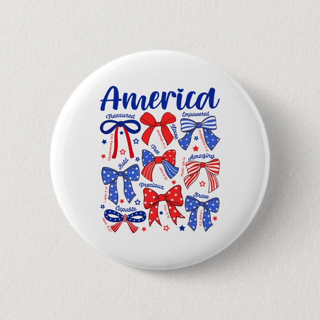 4. Juli Christliche Coquette Bow Amerika Indepen Button (Vorderseite)