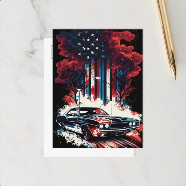 4. Juli Classic Car Postcard Postkarte (Von Creator hochgeladen)